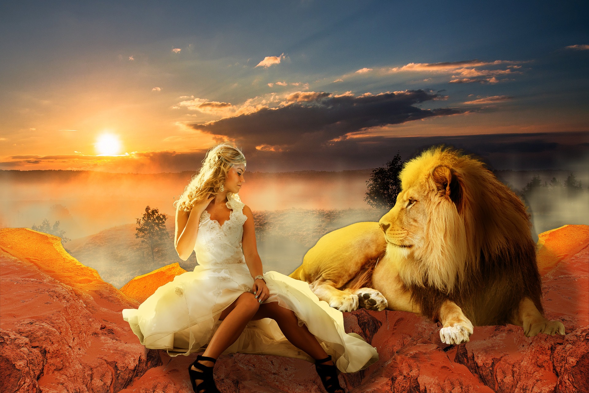 Girl and Lion. Credit pixabay.com (Aslan the lion & Narnia).