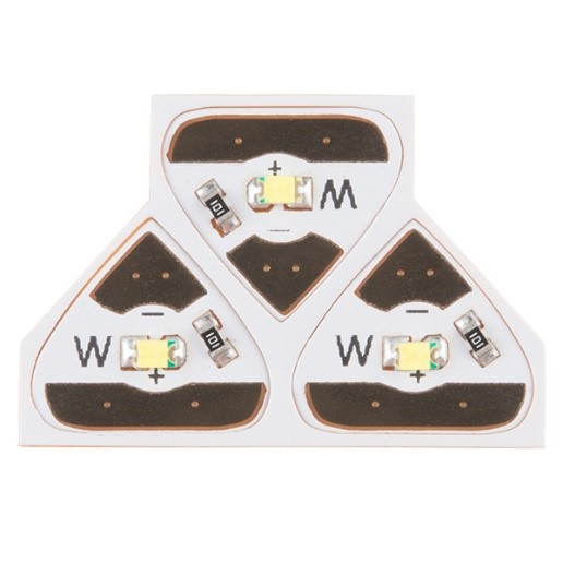 IMAGE: Chibitronics Circuit Stickers - White LED Add-On Kit. Three LED stickers – pops out of the frame (peel back off and stick onto copper tape). Credit: SparkFun Electronics. https://www.flickr.com/photos/sparkfun/17132748626