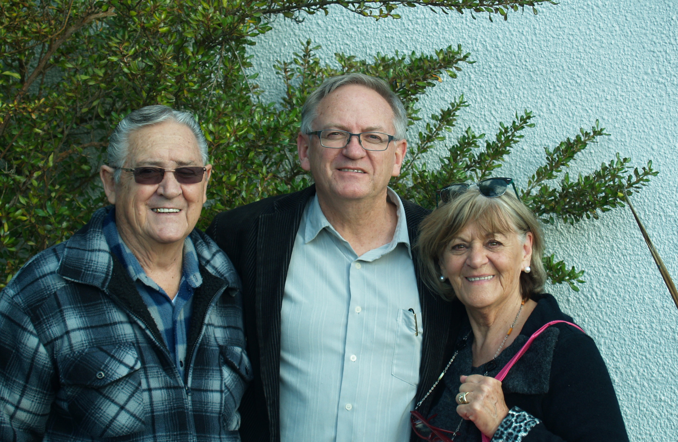 William (eldest son) centre with mum Nena right and dad Charles left. Credit: W van Zyl. The photo was taken in April 2015 (New Zealand) outside of Riverhaven, Huntly.